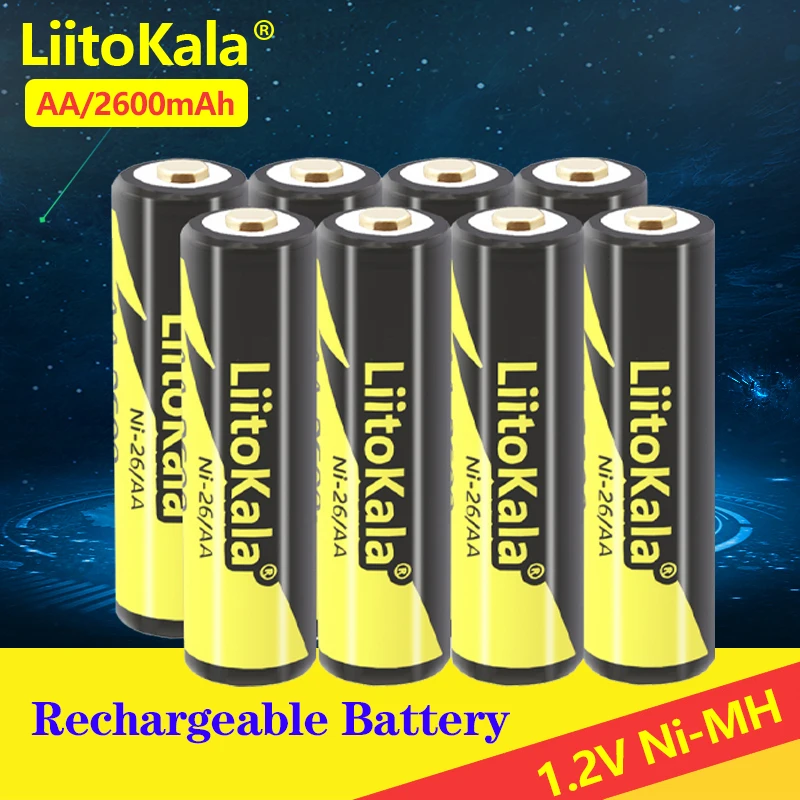 1-16 قطعة LiitoKala Ni-26/AA 1.2 فولت AA 2600mAh ni-mh بطارية قابلة للشحن ل مسدس حراري لعبة الفأر التحكم عن بعد بطاريات