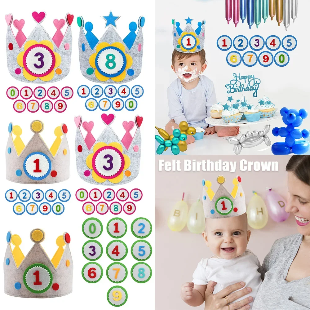 Party Decorations Princess Gray Felt Comfortable Baby Birthday Hat Adjustable Celebrtion Durable Lightweight Crown Photo Props