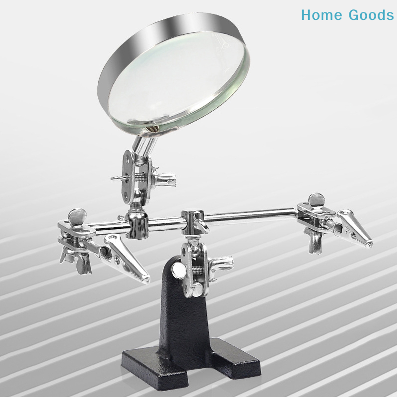  Helping Third Hand Tool Soldering Stand With 5X Welding Magnifying Glass 2 Alligator Clips 360 Degree Rotating Adju Repair Tool 