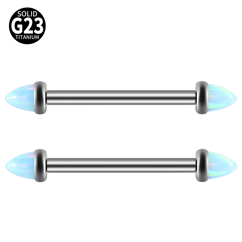 1Pair G23 Titanium Nipple Piercing 14G 16mm Straight Breast Rings Barbells Opal Zirconia Nipple Piercing Jewelry for Women Men image 3