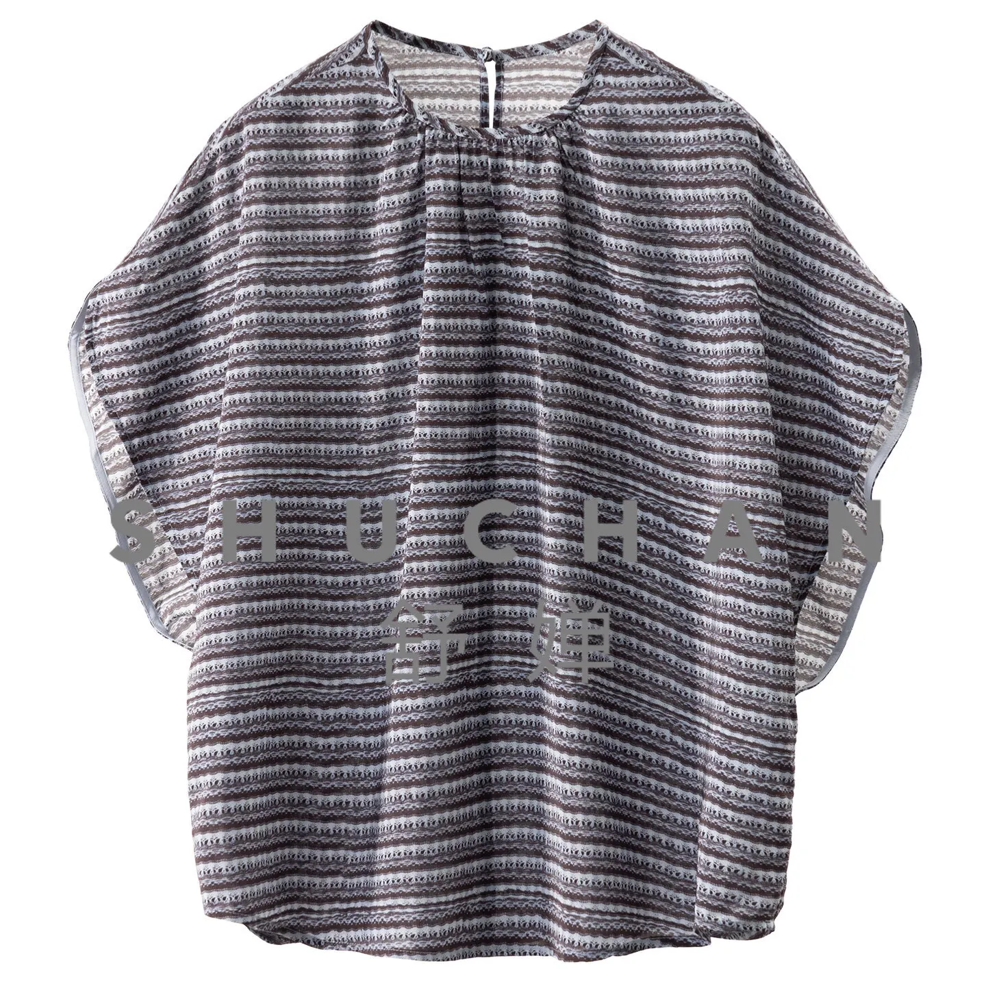 French Artistic Sense Striped Printing Bag Rotator Sleeve T-shirt Women's 19W2 Blusas Mujer De Moda 2026 Verano Elegantes