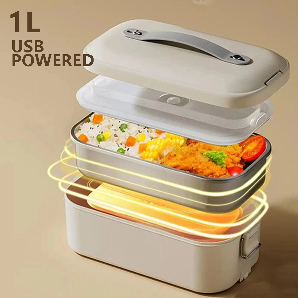 USB Electric Heating Lunch Box Portable Food Warmer Heater Large Capacity Insulated Food Container for Office & Travel