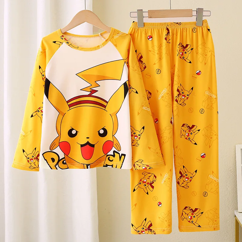 2pcs/set Pokemon Pikachu Kids Pyjamas Cute Cartoon Boys Girls Autumn Pajamas Sets Soft Home Clothing Children Holiday Gifts