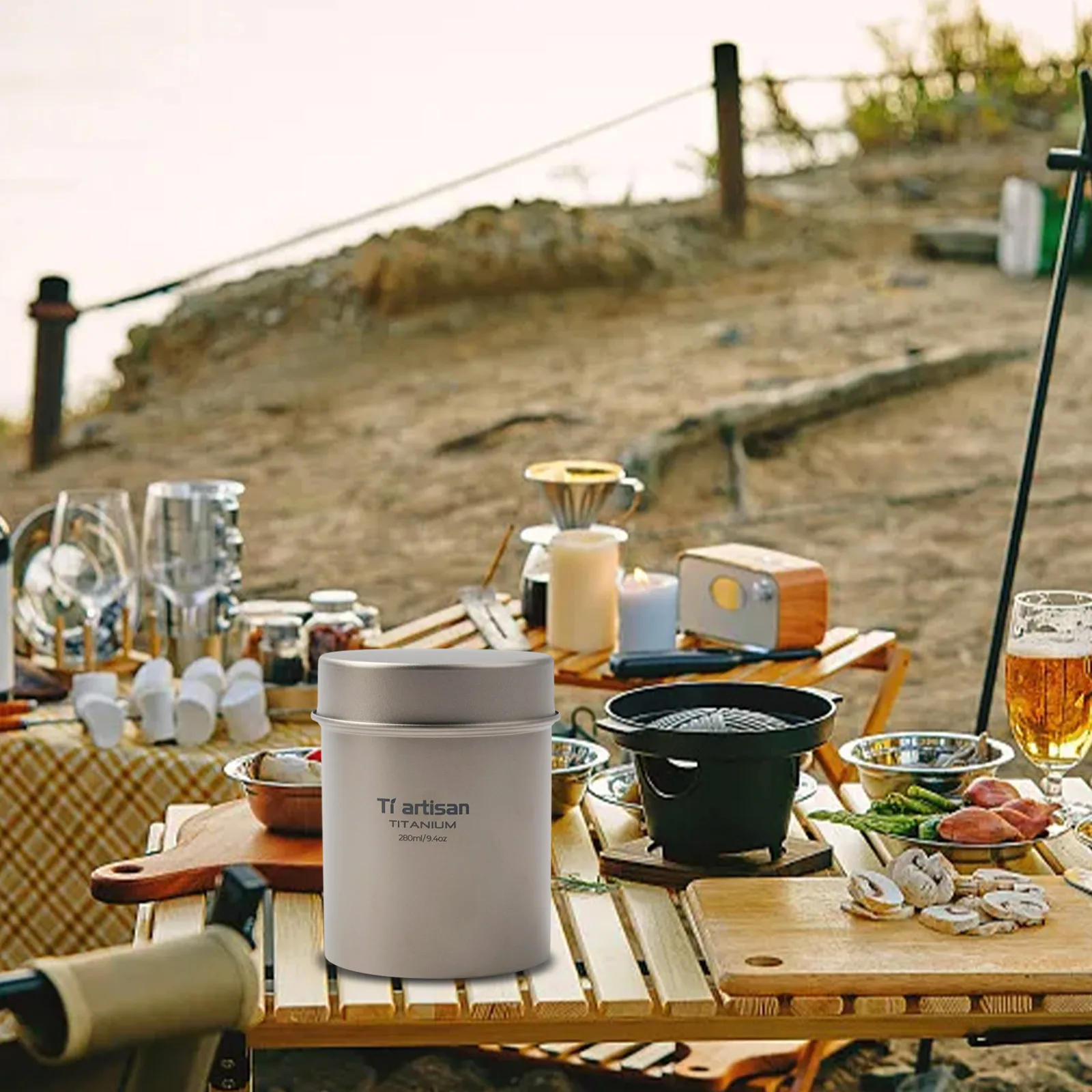 

280ml Tea Tin Can Seal Box Canister Coffee Bean Food Storage Container Titanium Versatile Storage Tin For Travel Camping Tool