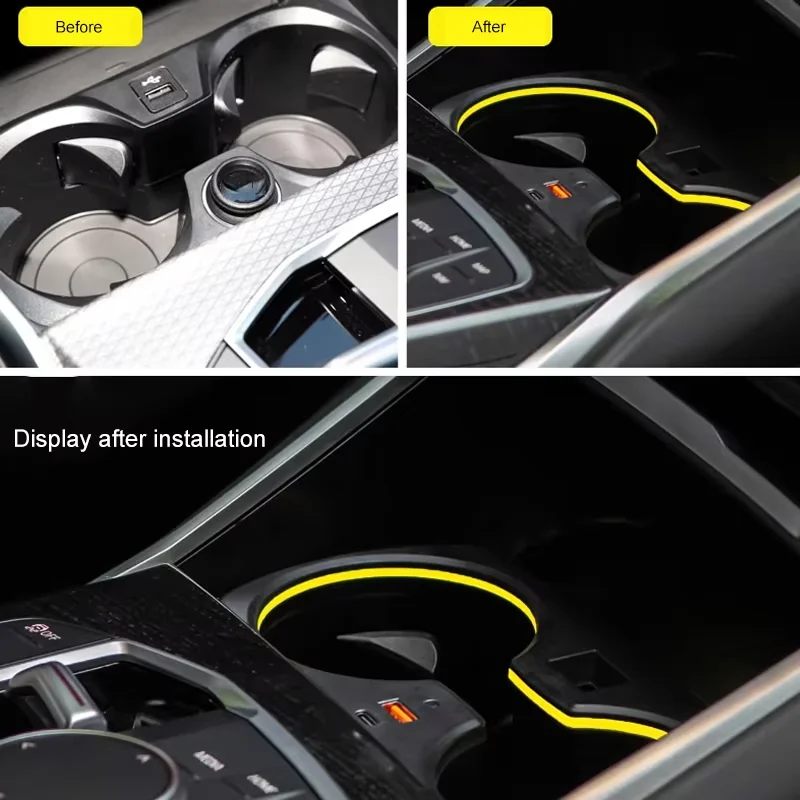 LED Cup Holder Frame For BMW X5 X6 X7 5 Series G30 G38 G20 G05 G06 G07 X3 X4 G01 G02 Ambient Light Car Interior Mouldings