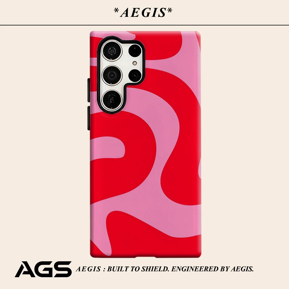 Magenta Wave Phone Case for Samsung Galaxy S25 Ultra S24 S23 Ultra Plus Glossy Double-layer Back Cover