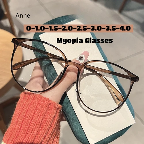 Nuevas gafas de visión cercana con luz azul y marco grande, gafas para miopía terminadas para mujeres y hombres, gafas graduadas ópticas de 0 a 4,0
