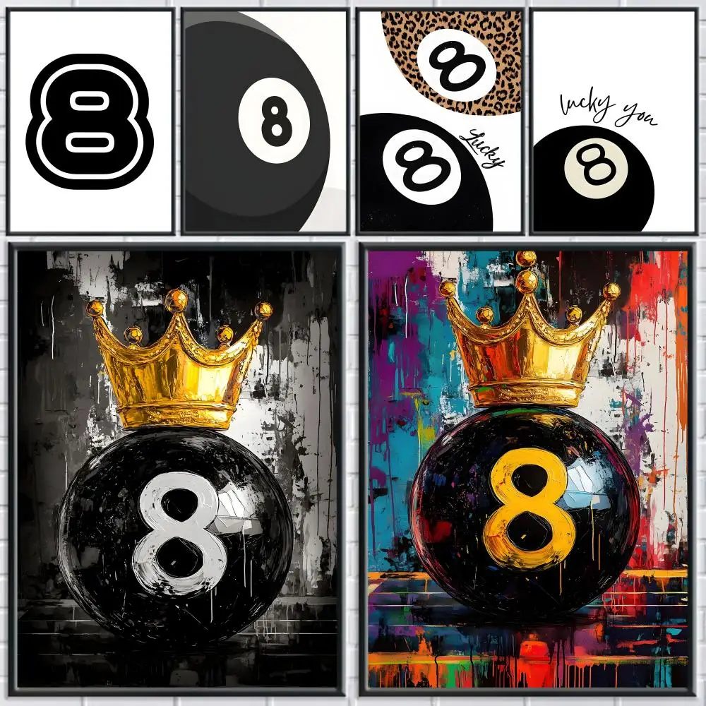 8 Ball Billiards Poster HD Self-Adhesive Wall Stickers Mural Painting｜Decals for Bedroom & Living Room｜Home Decor Gift