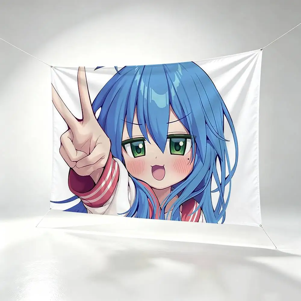 Lucky Star K-Konata Izumi Flags Wall Hanging Background Art Banner for Bedroom Home Outdoor Decor