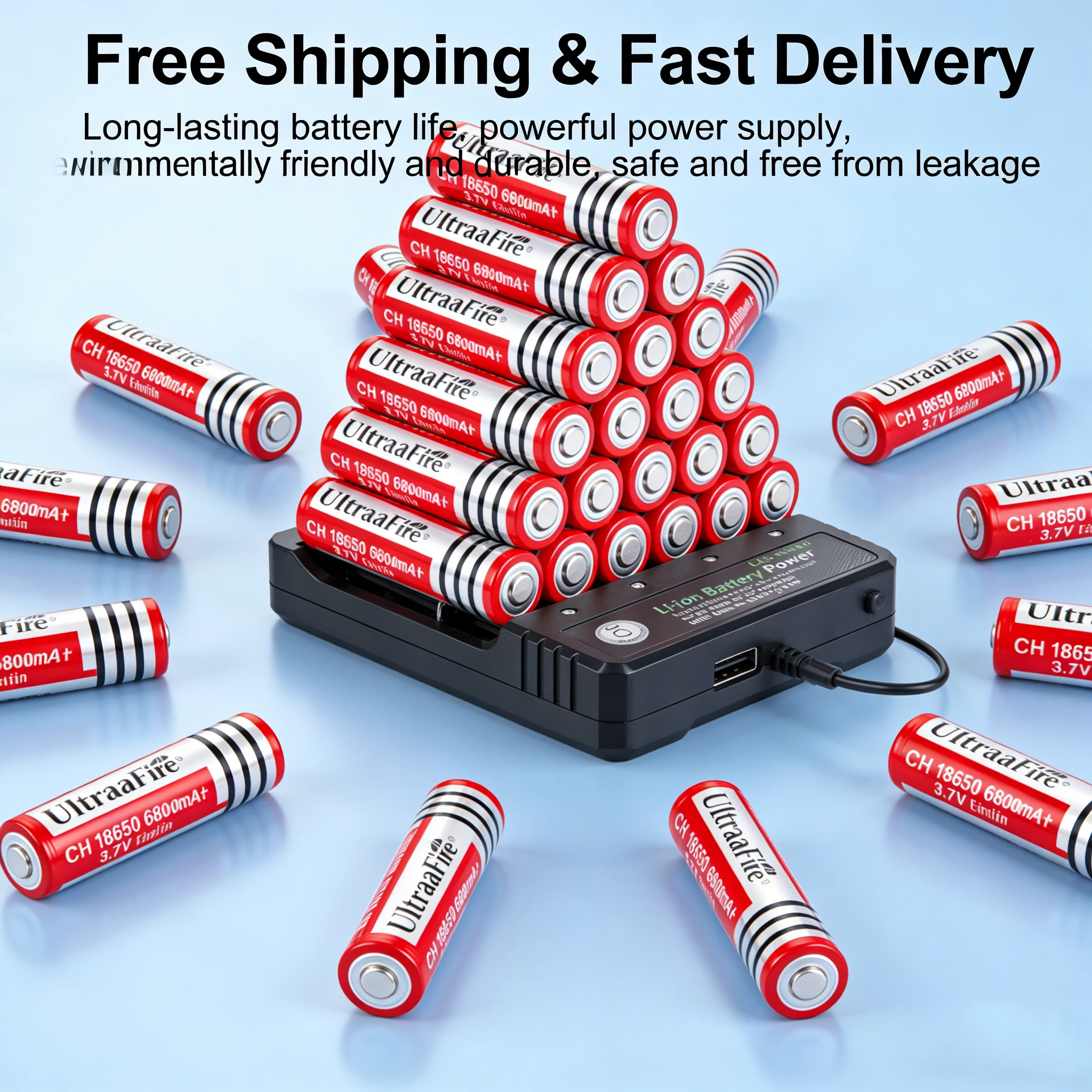 18650 Battery 3.7V Rechargeable Lithium Ion Cell for LED Flashlight Headlamp Toy Remote Control High Capacity Li-ion