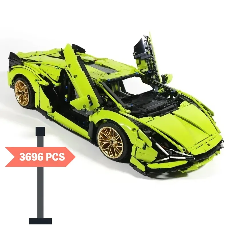 3696 blocks Lamborghini Sian sports car, technical style, surprise gift for kids