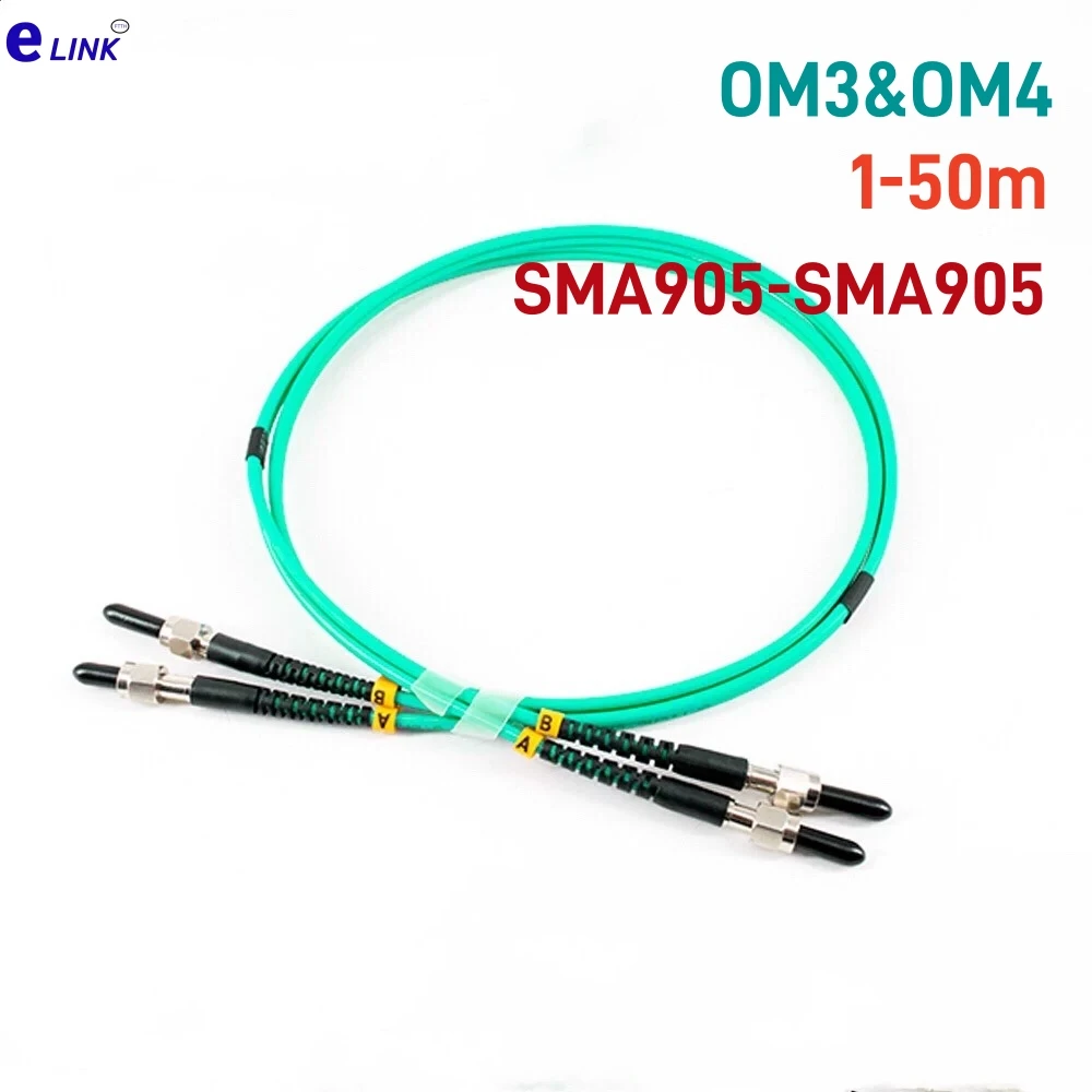 SMA905 الألياف التصحيح الحبل 1 متر-50 متر OM3 OM4 دوبلكس 20 متر 10 متر 5 متر 30 متر SMA-SMA SMA905 2.0 مللي متر 3.0 مللي متر المتعدد DX الطويق المعدني ELINK