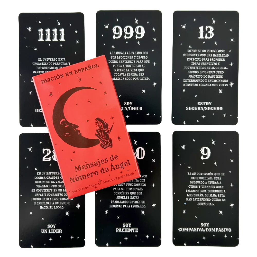 Oráculo En Espa?ol, Mensajes De Número De?ngel, 53 cartas, Números Angelicales Angel Number Messages Tarot Cards Deck Future