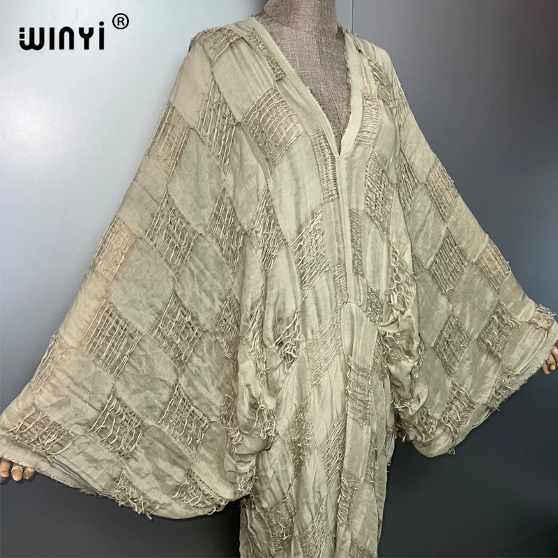 WINYI ファッションカフタン絞り染め古いドレス夏の v ネックビーチカバーアップドレスエレガントな床掃除イブニングドレス女性