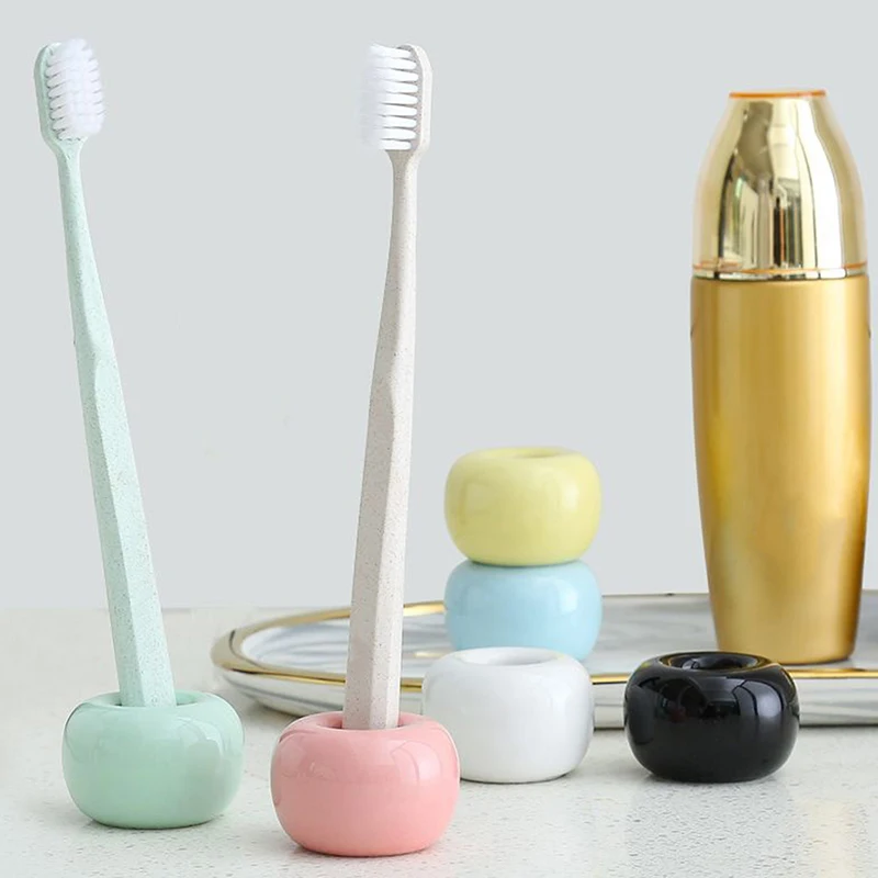 Ceramic Toothbrush Holder Home Multifunctional Mini Donuts Toothbrush Base Frame Storage Rack Bathroom Shower Tooth Brush Stand