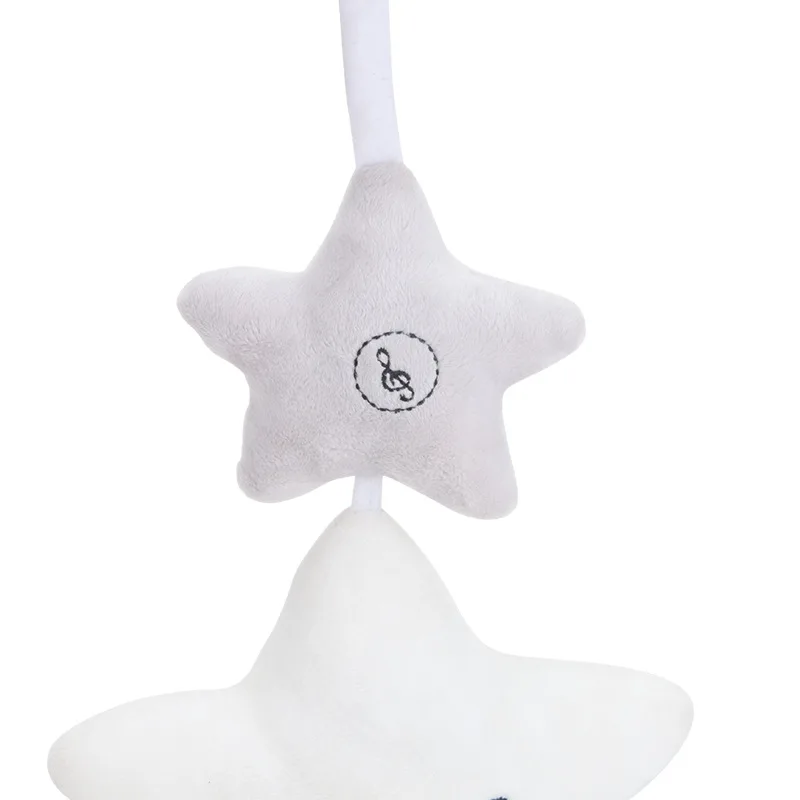 Cartoon white five-pointed star car hanging baby sleeping sound toys baby music wind chime toys