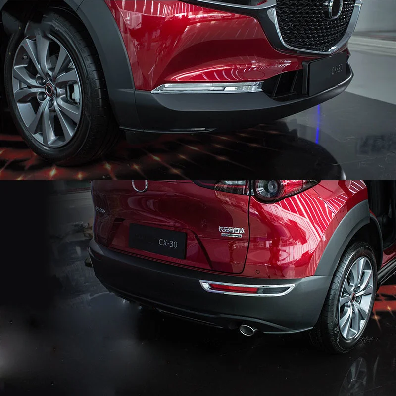 Untuk Mazda CX30 CX-30 2020 2021 modifikasi depan dan belakang bingkai lampu kabut dengan eksterior khusus perak cerah Patch dekorasi