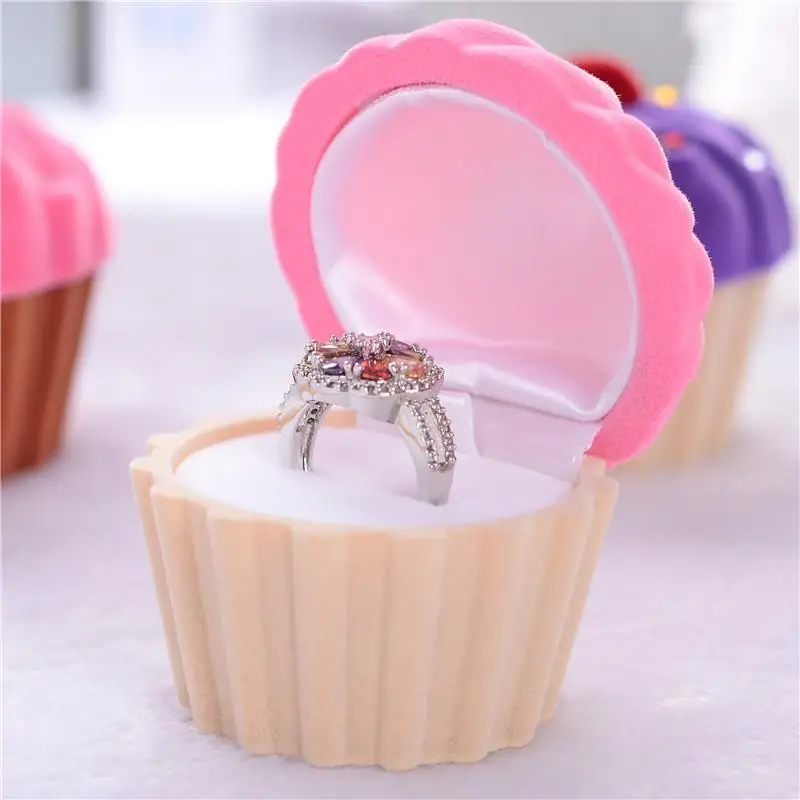 Cute Shape Flocked Jewelry Organizer Shell Crown Star Design Soft Flocked Storage Box for Rings Necklaces Bedroom Desktop Use