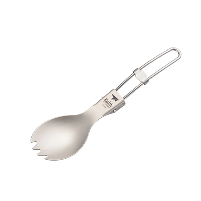 Keith Titanium Spork, Portable Multifunctional Flatware, Outdoor Camping Travel Picnic Tableware, Fold Spoon Fork Ti5301