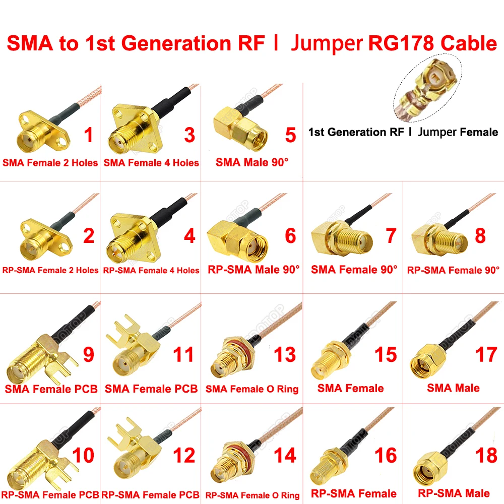 1st Generation WiFi Antenna RF Jumper SMA Male Female Connector to uFL/IPX/MHF1 Female RG178 Cable Extension Pigtail RFⅠ IPX-SMA