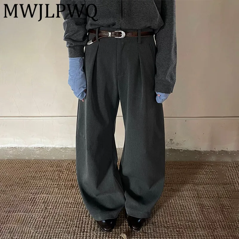 

MWJLPWQ модные весенне-осенние новые мужские костюмные брюки в американском стиле, универсальные тонкие свободные повседневные широкие брюки, шикарные 21473