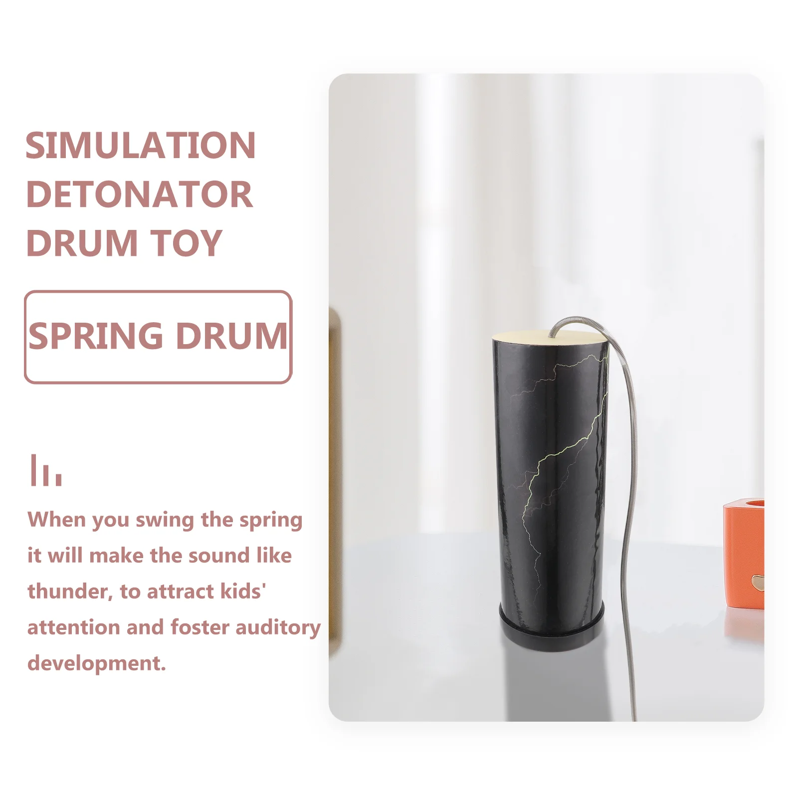 Clatter Mini Toys for Kids Percussion Instrument Dubbing Spring Drum Metal Thunder Wood Music Child Baby Musical