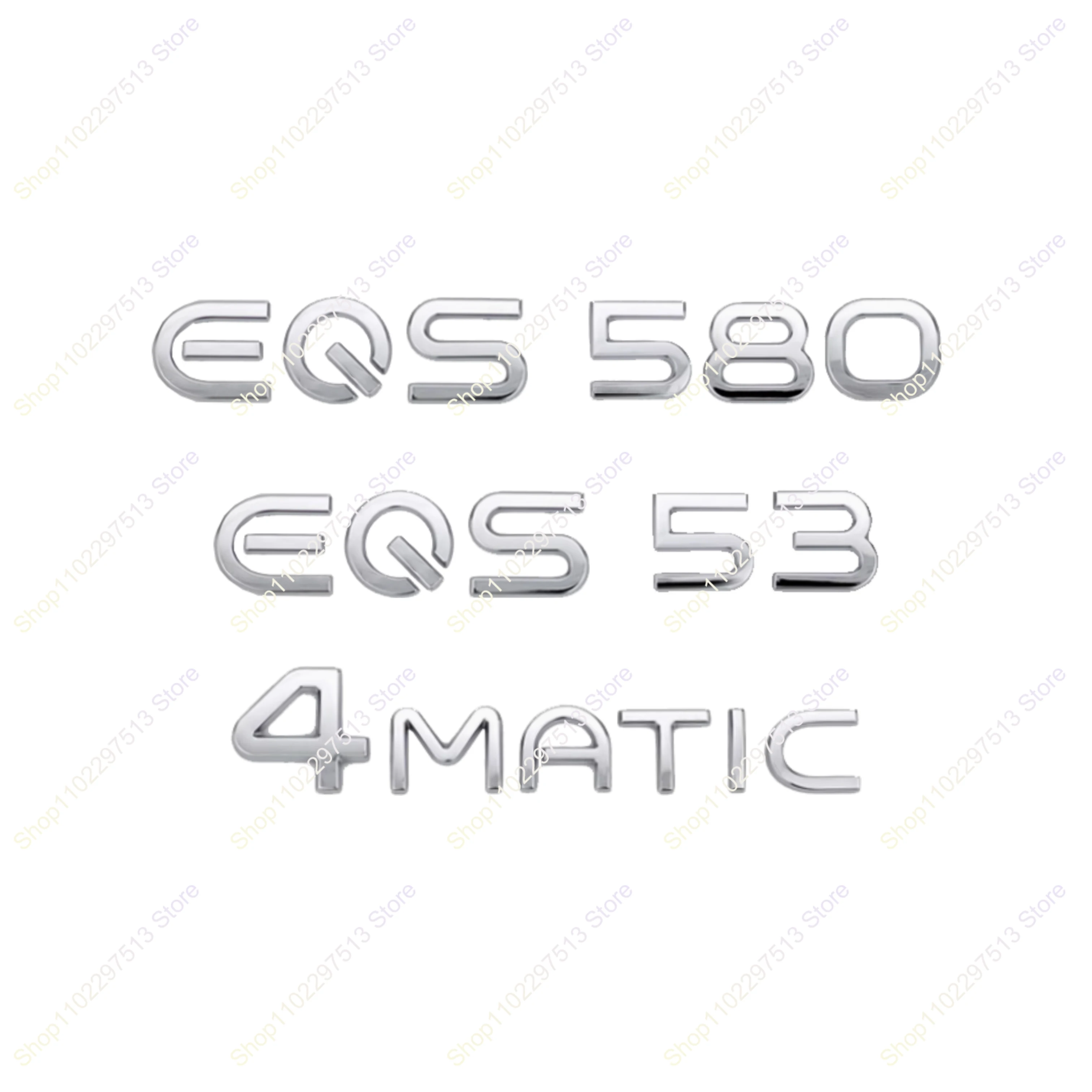Letters Emblem for EQS Class V297 EQS53 EQS450 EQS580 4MATIC New Energy ABS Car Trunk Badge Chrome Silver 3D Sticker