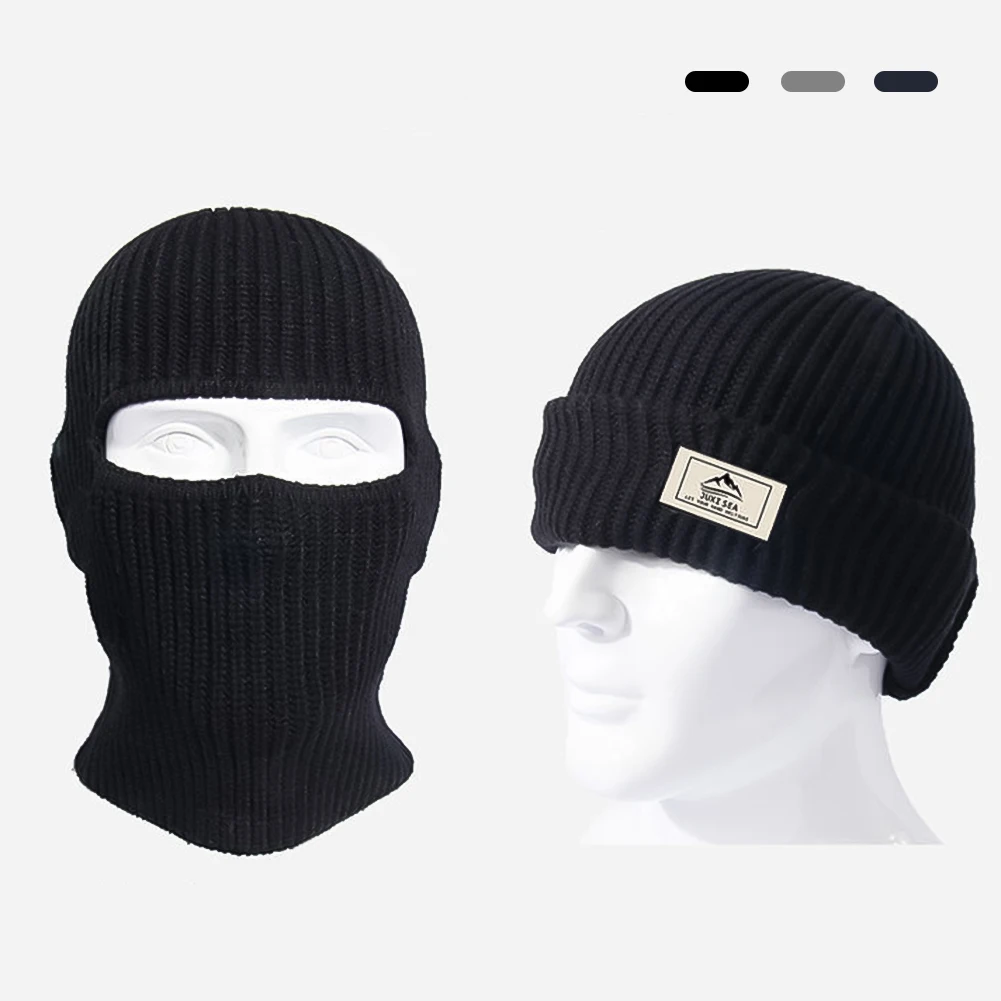 2In1 Wearing Style Cap Full Face Shield Tactical Cycling Earmuff Cap Knitted Headgear 2 in 1 Mask Beanies Winter Balaclava Hat