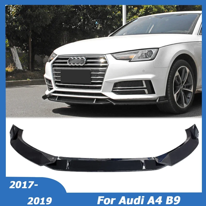 

3PCS For Audi A4 B9 2017 2018 2019 Front Bumper Lip Spoiler Side Splitters Guards Cover Deflector Body Kit Car Accessories