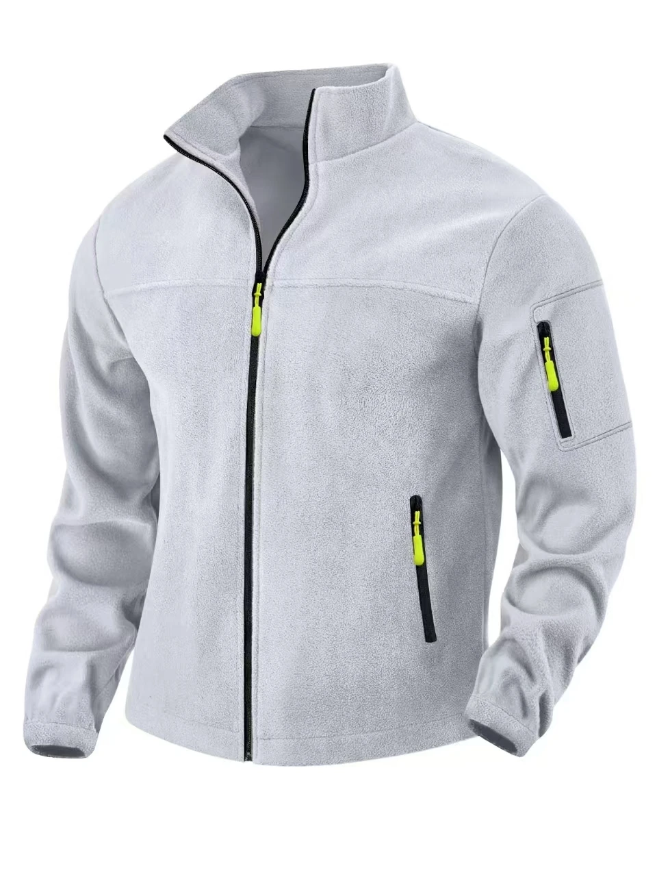 New Man Winter Fleece Jacket Mens Zipper Pockets Work Jacket Thermal Warm Full Zip Fishing Hiking Coats Outwear Man Windbreaker