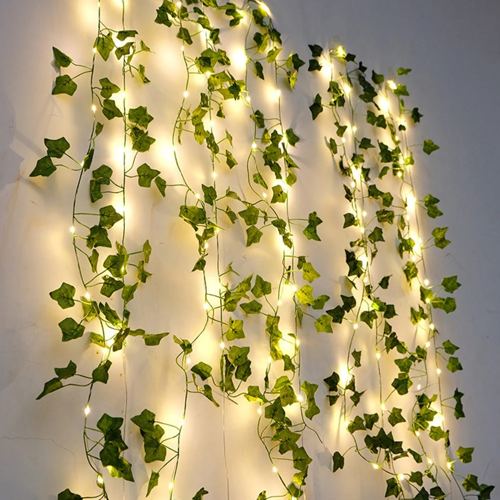 

20/50/100 Leds Green Leaf Ivy Vine Flowers String Lights For Home Wedding Party Hanging Garland Holiday Lights For Garden Party