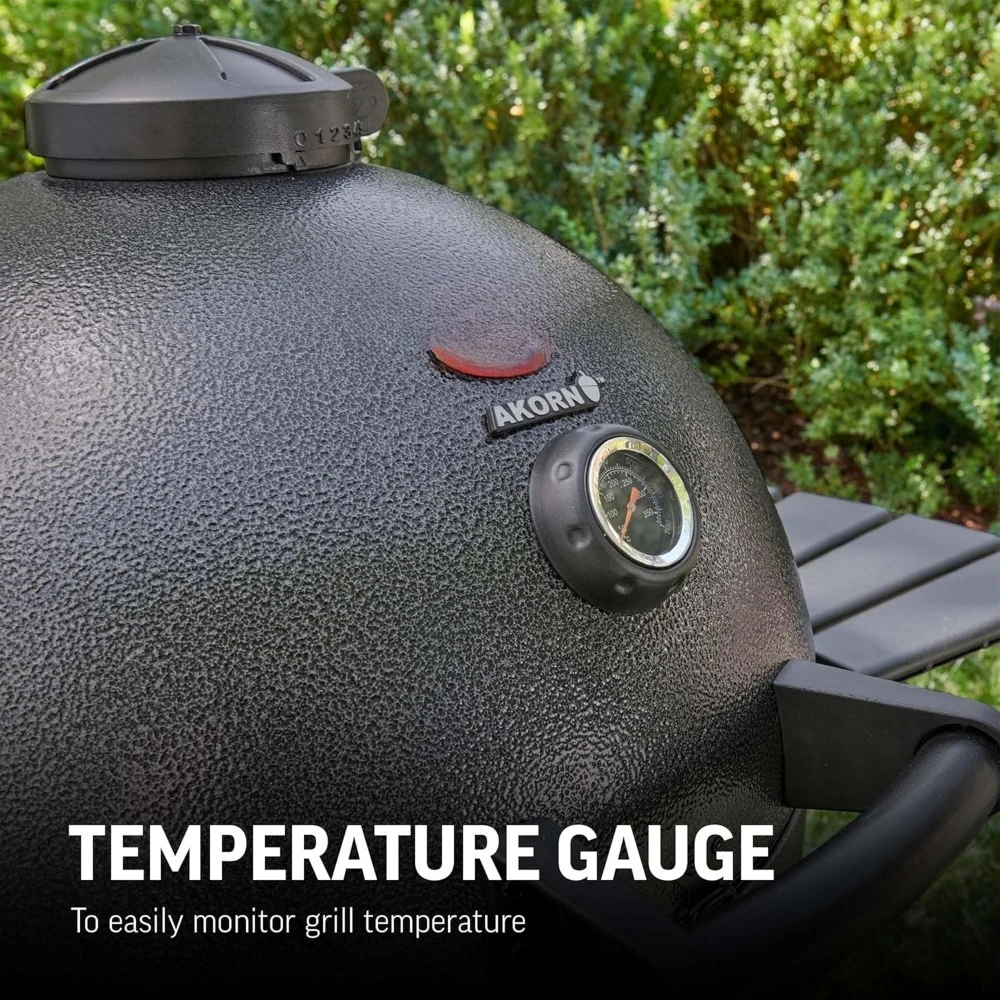 Parrilla y ahumadora de carbón para patio, césped y jardín con rejillas de hierro fundido, rejilla calefactora y tapa de bloqueo