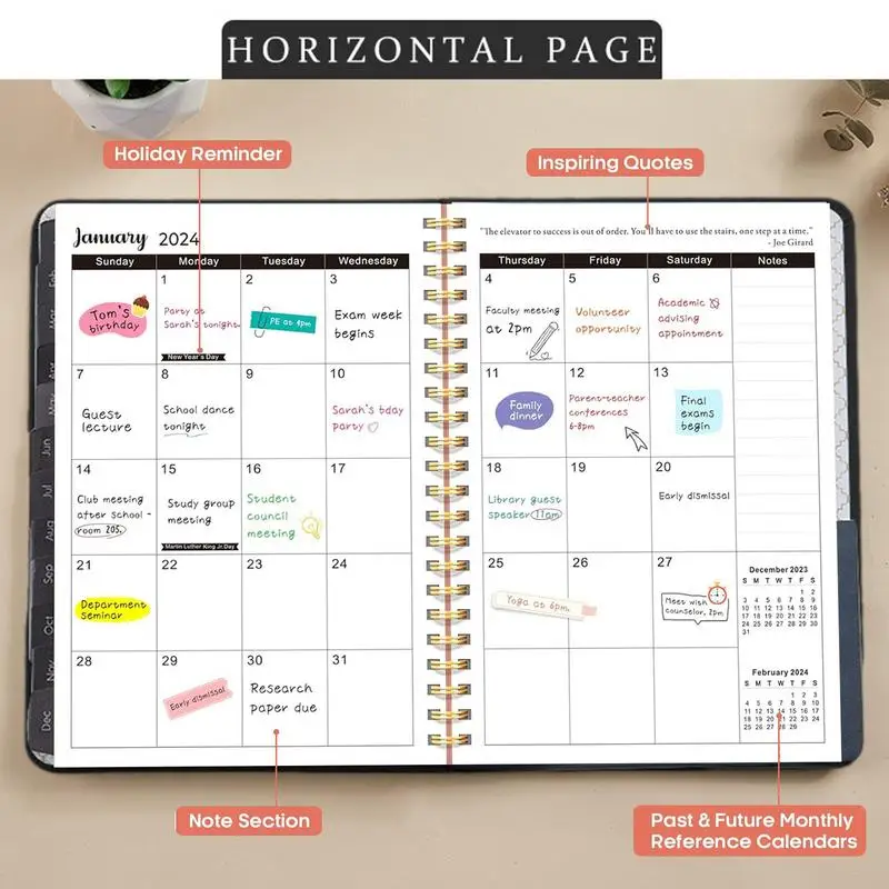 Monthly Planner Books Small Spiral Notebook Hard Cover 2024 Planner Waterproof Pocket Journal Notebooks Weekly And Monthly
