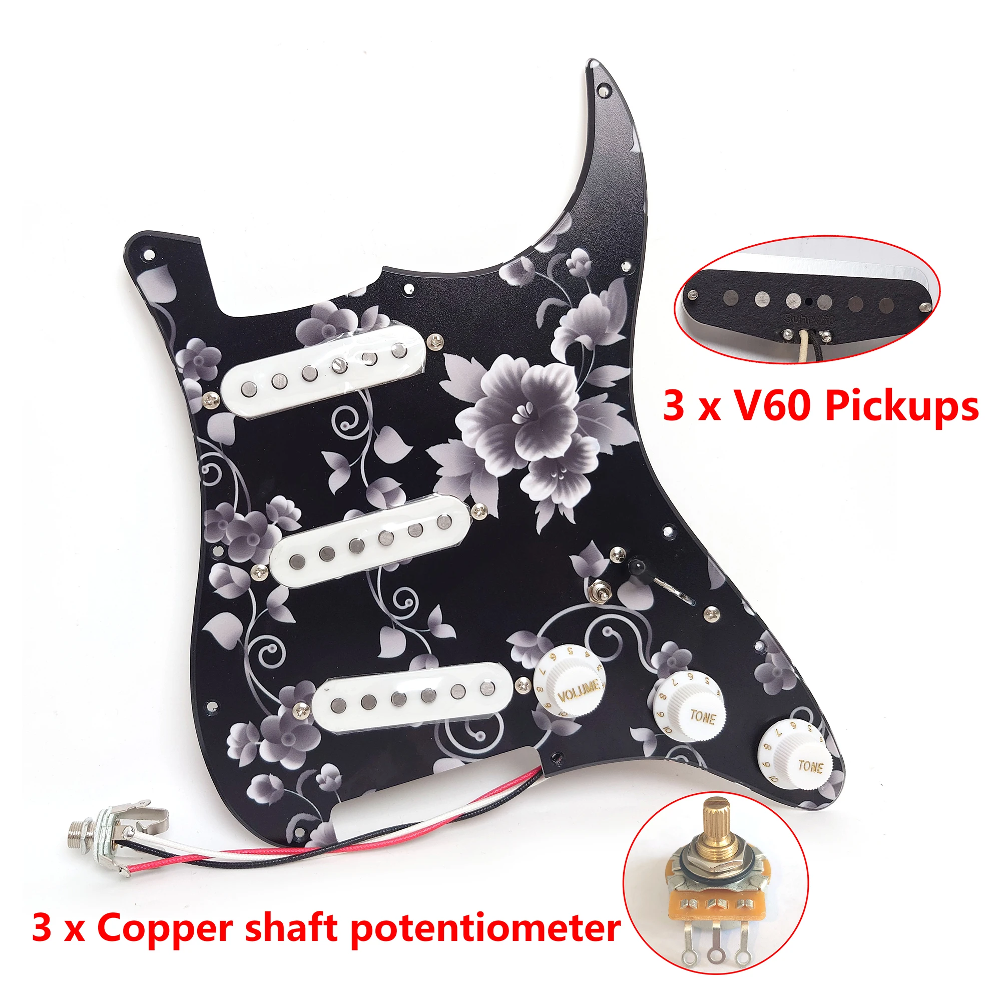 SSS Guitar Prewired Pickguard Loaded V60 Single Coil Pickups Alnico5 for ST Electric Guitar Replacement Parts