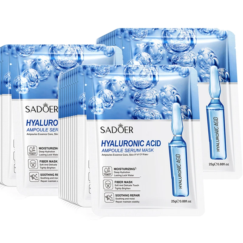 10 stks SADOER 24 K Goud Vitamine C Hyaluronzuur Gezichtsmasker Facial Hydraterende Verstevigende Hydraterende Gezichtsmaskers Huidverzorgingsproducten
