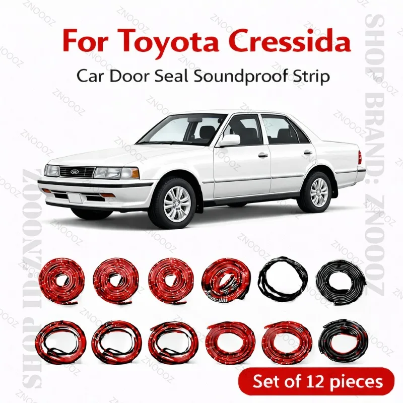

Для Toyota Cressida: Комплект из 12 штук резиновых уплотнителей для дверей автомобиля, двухслойные, звукоизоляционные, пыле- и водонепроницаемые, защита от непогоды