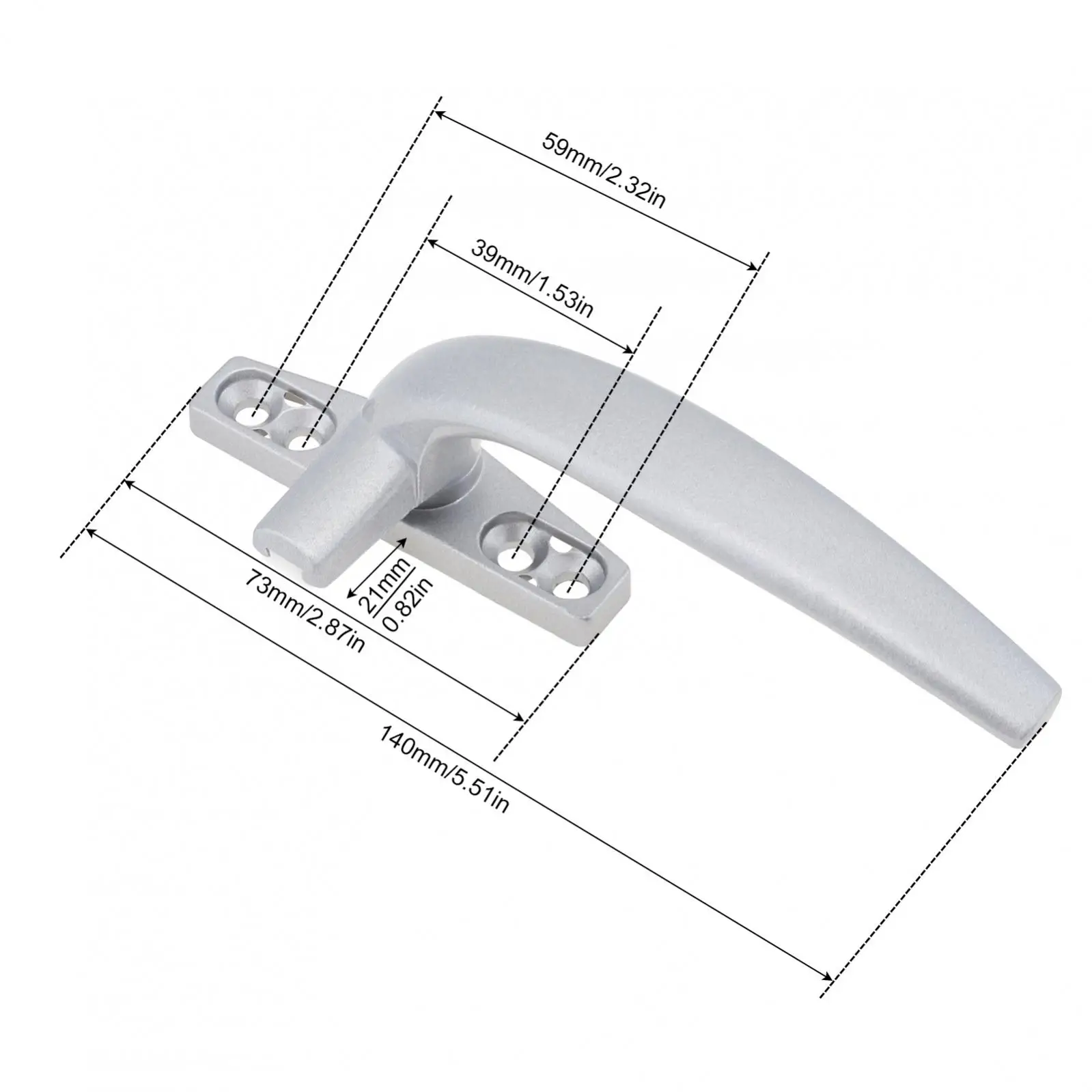 Aluminum Alloy 7 Letter Inner Flush Handle for Window Sliding Door Lock Cylinder Design for Home Office Bedroom