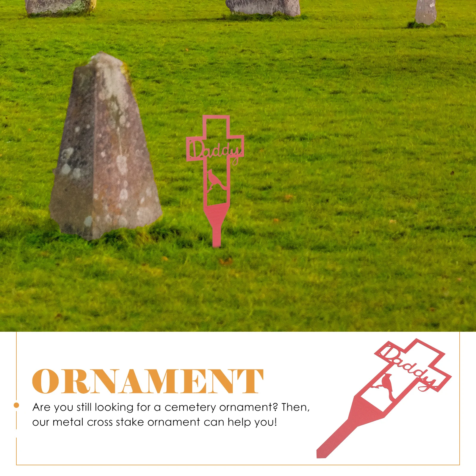 

Outdoor Metal Cross Stake Cemetery Garden Grave Decoration Memorial Marker Lightweight Iron Lawn Yard Decorative Insert