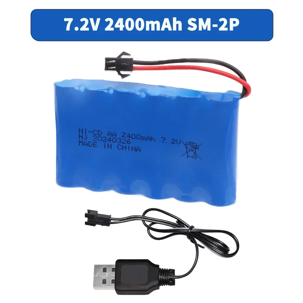 7.2V 2400mAh Ni-CD Oplaadbare AA Batterij met SM PLUG Voor Afstandsbediening Speelgoed Elektrische Auto accessoires 7.2 Volt M model - afbeelding 1