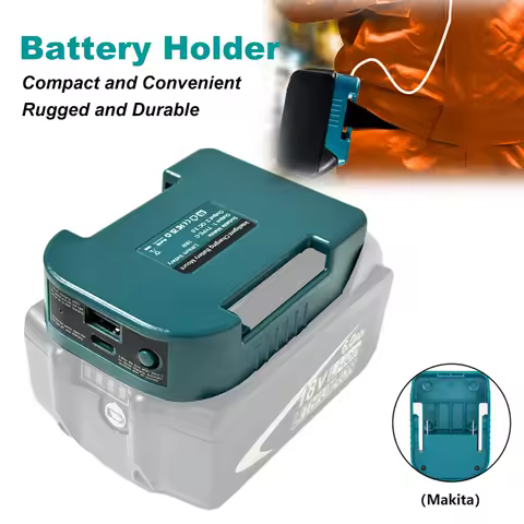 Fast Charger Rack for Makita 18V Battery Portable Battery Holder Adapter with USB and Type-C Output Fast Charging(NO battery)