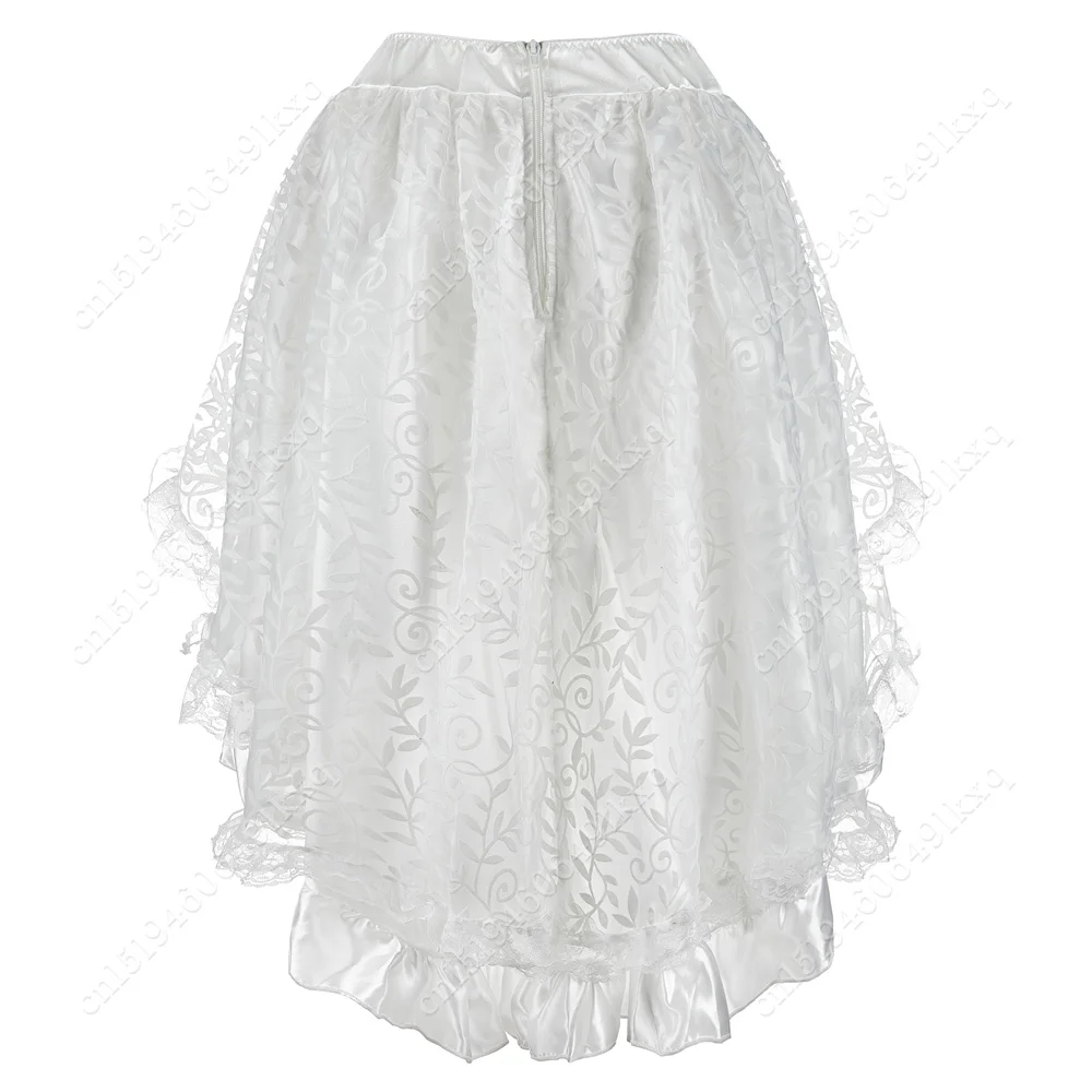 Steampunk Skirt Women White Goth Skirt High Low Bustle Skirt Tutu Burlesque Costume