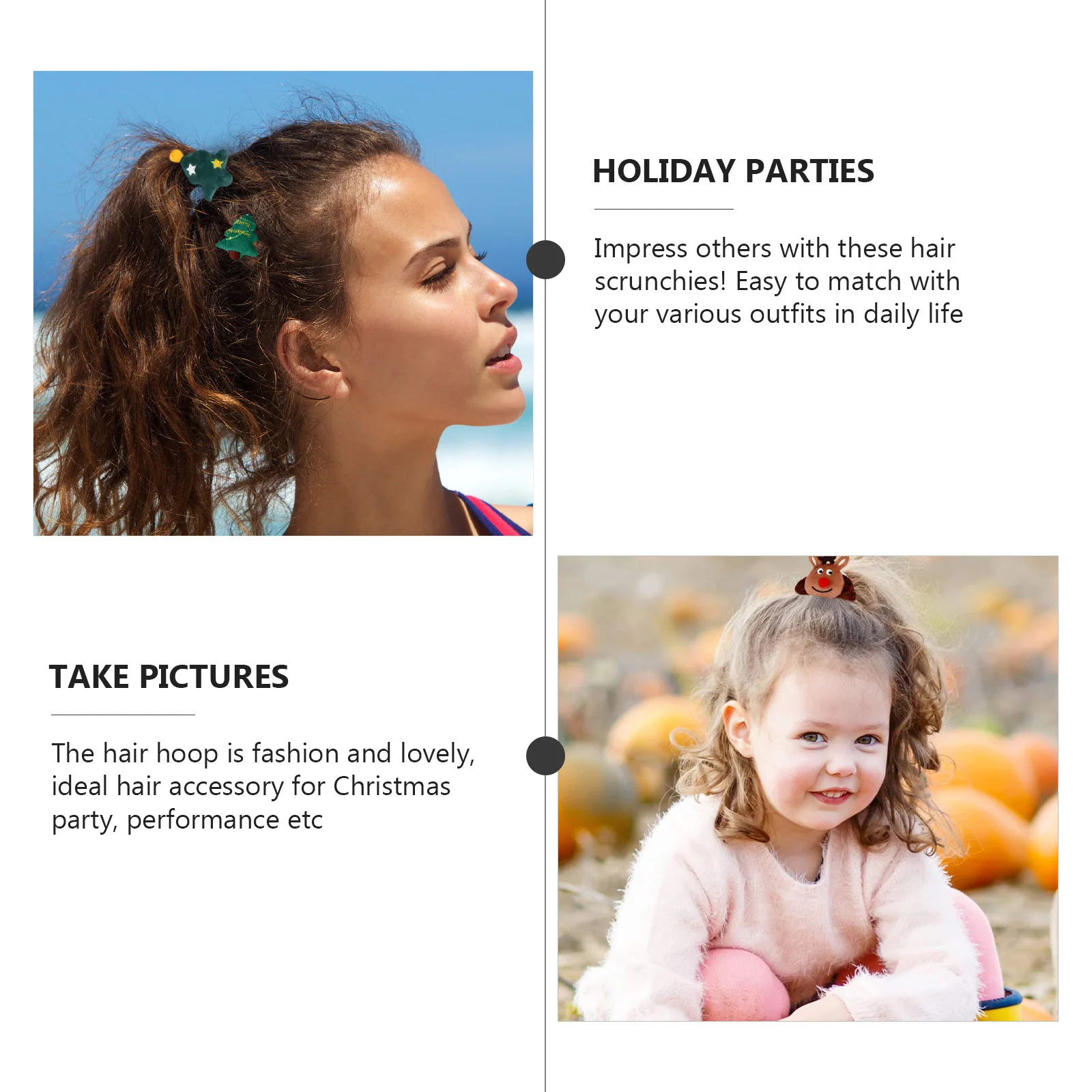 

/Set Christmas Accessories Cartoon Bands Elastic Hair Ties For Women Durable Fashion Hair Rope Xmas Tie Ponytail Holder