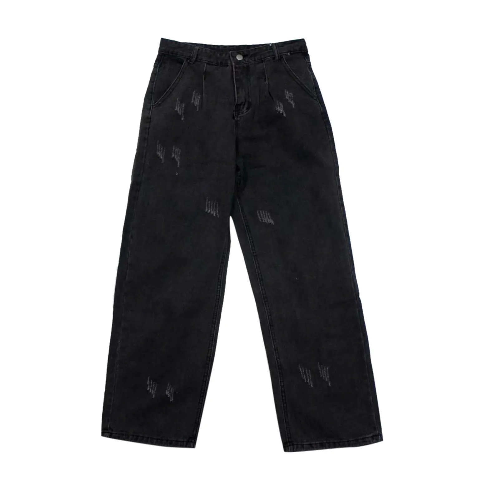 American Style Vintage Washing Distressed Jeans Men's Trendy Loose Straight-leg Wide-leg Casual Trousers New Autumn Item