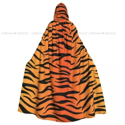Unisex Witch Party Reversible Hooded Adult Vampires Cape Cloak Tiger Skin Pattern