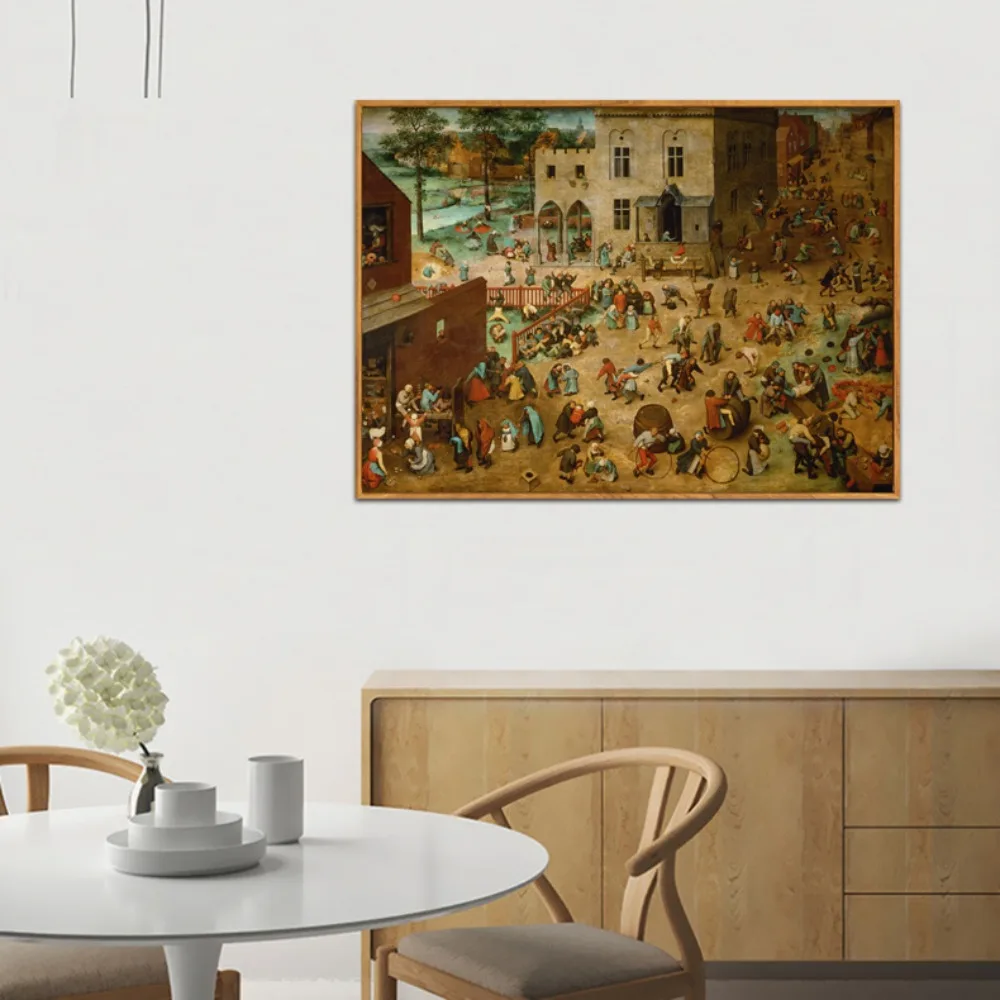 Pieter Bruegel The Elder Children’s Games Canvas Painting Portray Peasant Folk Culture Poster Wall Art Decor