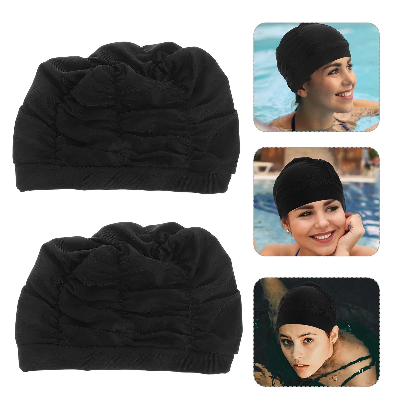 

2 Pcs Swimming Cap Hair Women Adult Waterproof Caps for Large Braids Nylon Long Miss