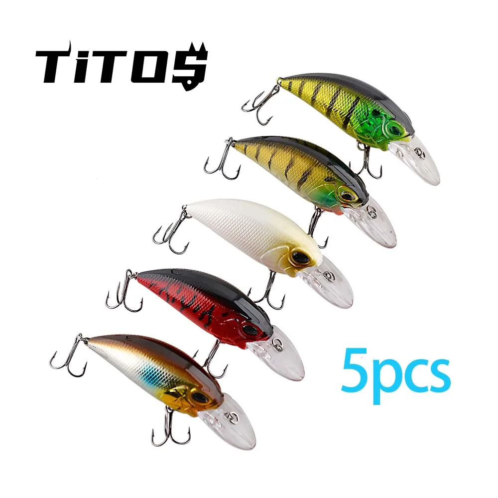 TITOS 5pcs Rattling Noise Bionic Crankbaits Fishing Lure Set 8.8cm Floating Wobblers for Pike Fishing Tackle Lures Kit Bait