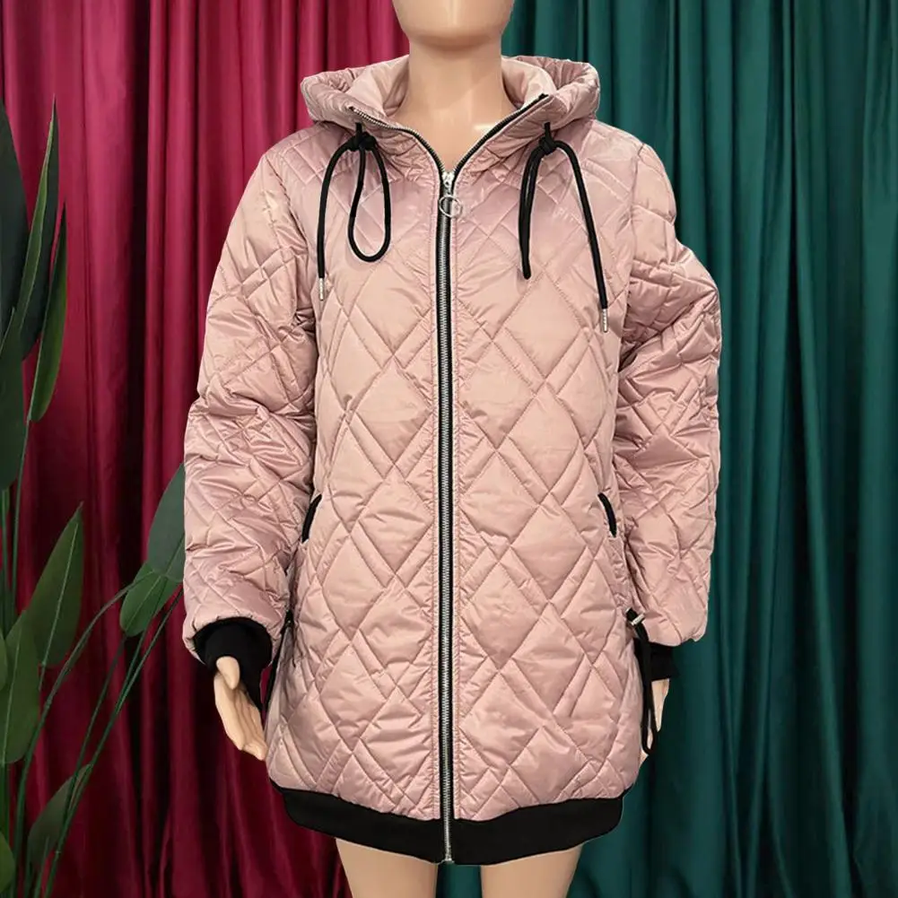 Winterdonsjas met capuchon en ritssluiting met trekkoord Winddicht gewatteerde bovenkleding Warmtebehoud Slim Fit Koud weerjas