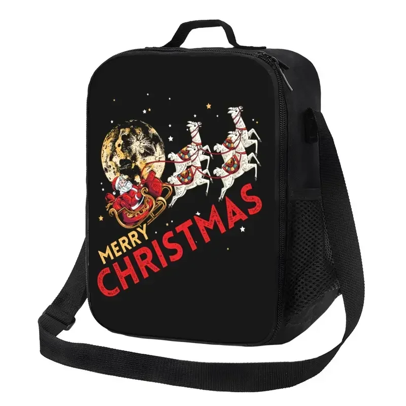 Happy Santa Claus Festive Xmas Portable Lunch Box for Waterproof Merry Reindeer Thermal Food Lunch Bag Office Work