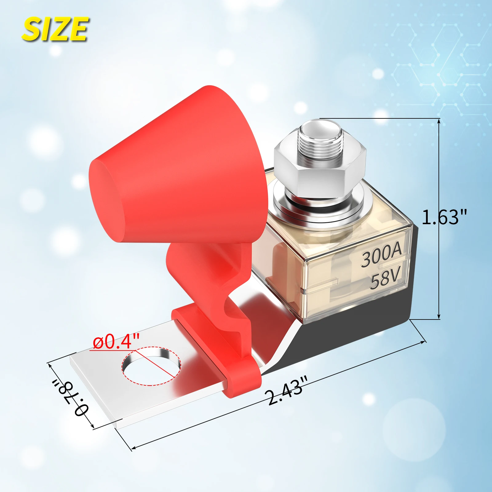 DaierTek Terminal Mount MRBF Fuse Block Kit 58V with Single Stud 5/16\